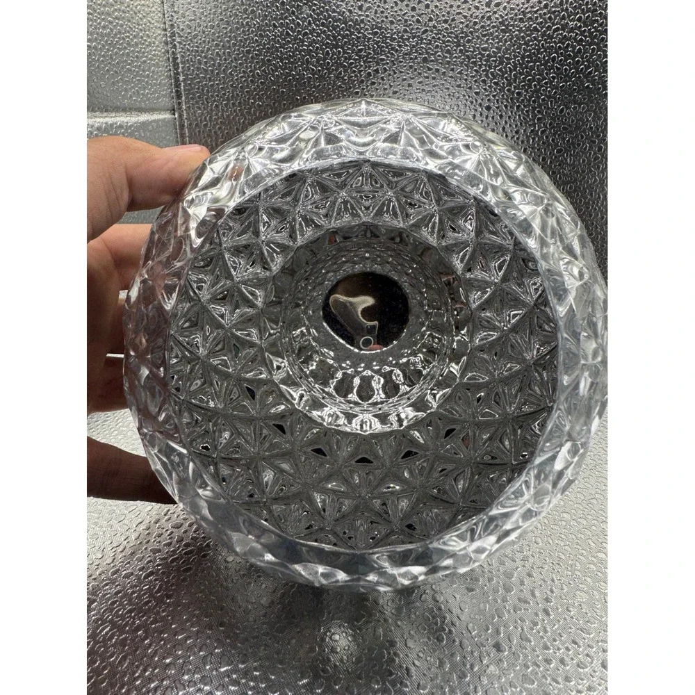 Diamond Star‎ Corp Silver Geometric Glass Bowl Round Textured Vase 57264